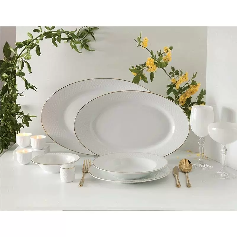 سرویس 28 پارچه چینی زرین-رادیانس-6 نفره- خط طلا (طلایی)